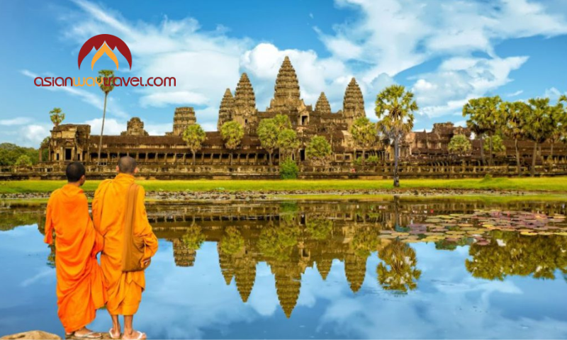 Buddhist monks at Angkor Wat, Cambodia