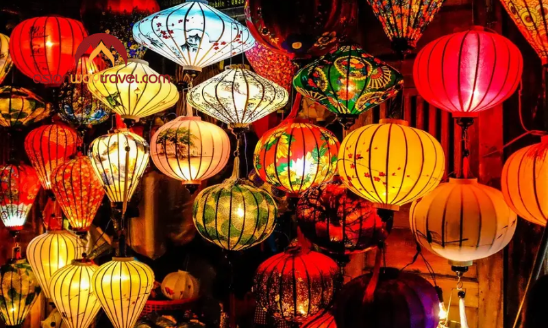 Colorful Hoi An lanterns glowing at night