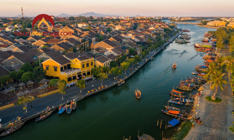 Hoi An Ancient Town by the Hoai River at sunset
