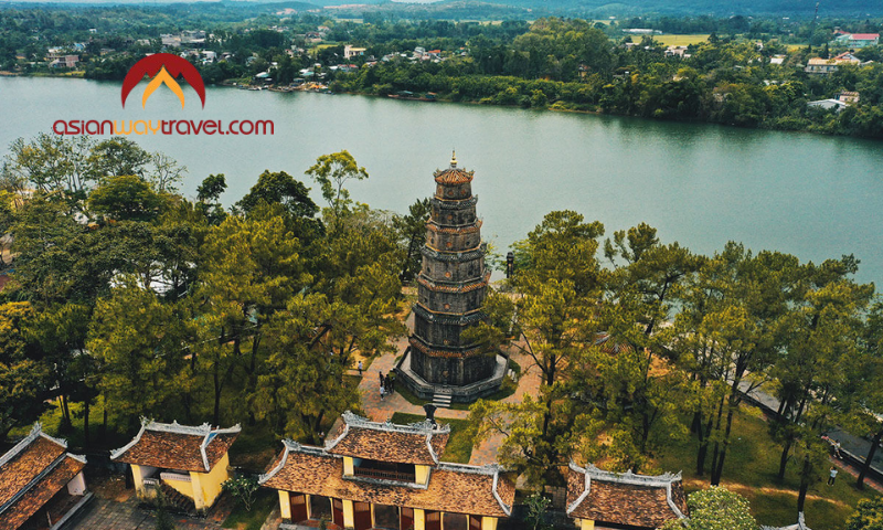 Thien Mu Pagoda overlooking the Perfume River