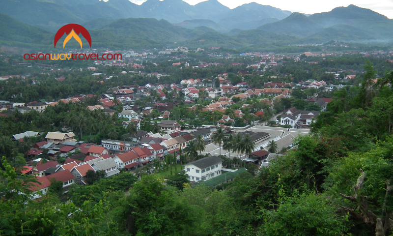 Luang Prabang town and mountains view