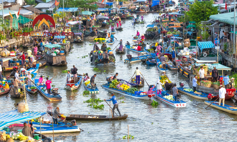 Bustling Mekong floating market