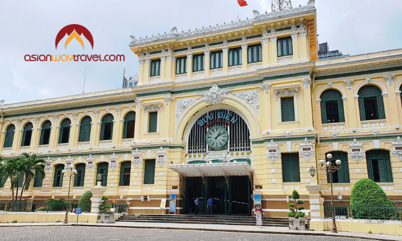 Saigon Central Post Office with French colonial architecture