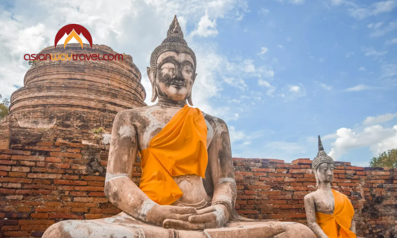 Buddha statues at an ancient temple in Thailand