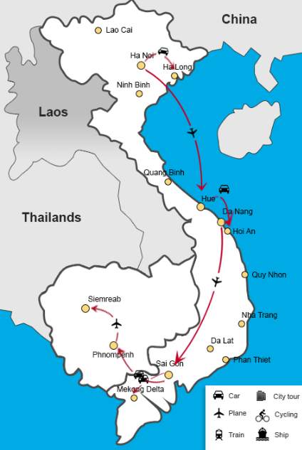 Vietnam Cambodia Itinerary Maps